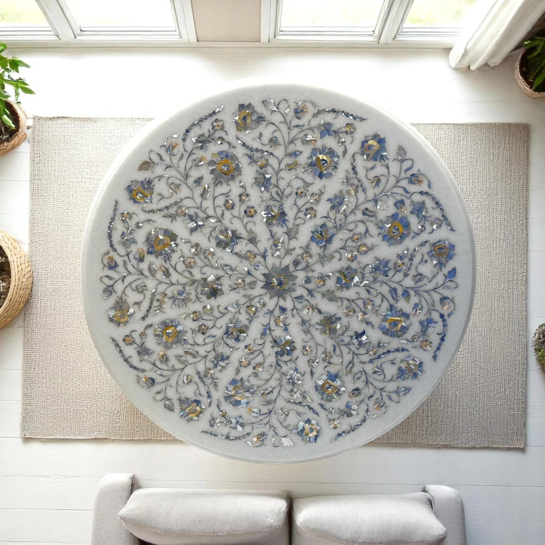 Floral Mother of Pearl Inlay Round Table